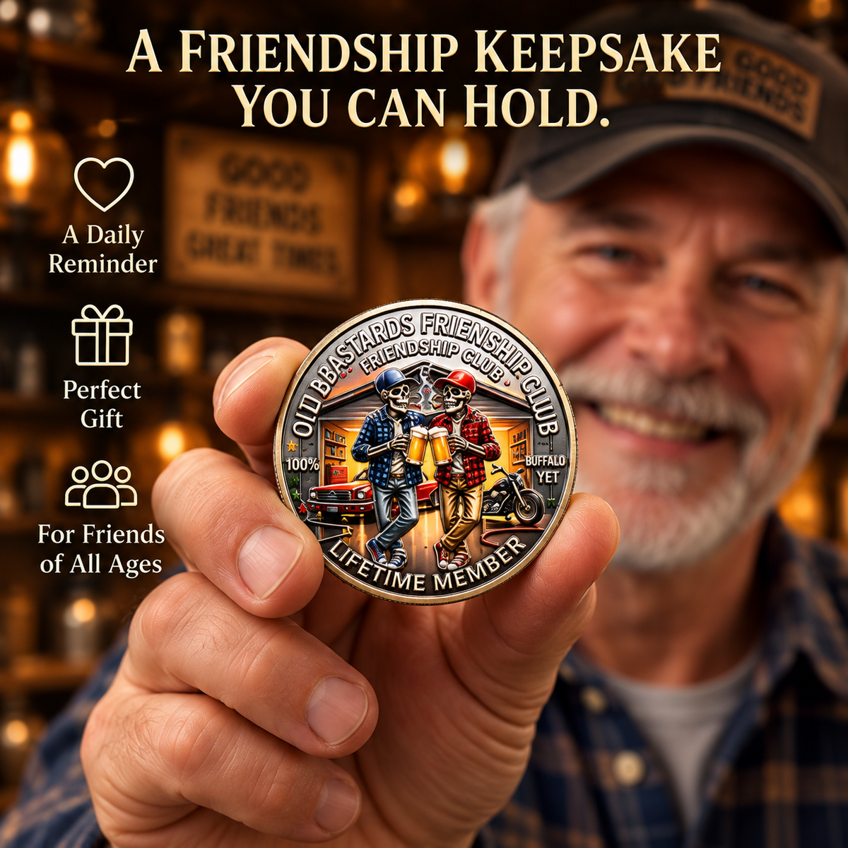 Old Bastards Friendship Club 2026 – Double-Sided Friendship Commemorative Coin, Funny Lifetime Keepsake Gift for Best Friends & Old Buddies